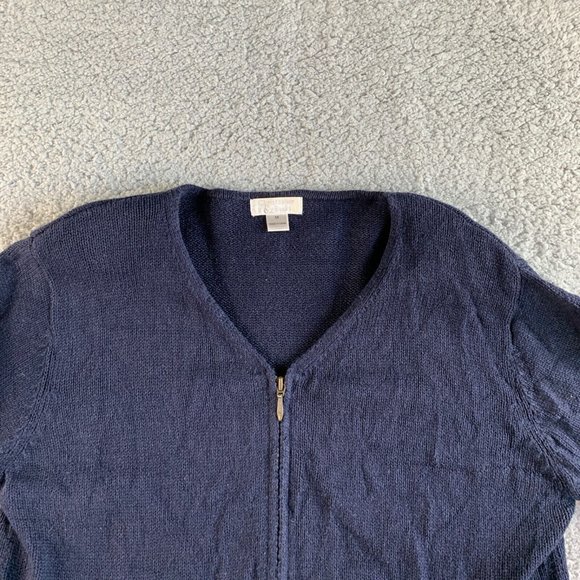 Christopher & Banks Cardigan Sweater Womens Medium Full Zip Pockets V Neck Blue - Picture 4 of 12